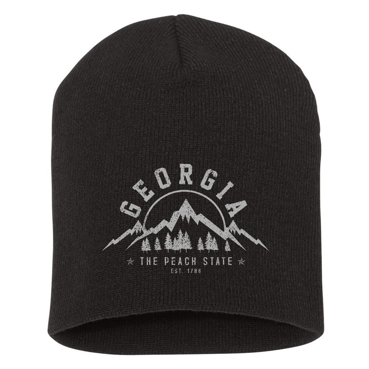 Georgia The Peach State Est. 1788 Vintage Mountains Gift Short Acrylic Beanie