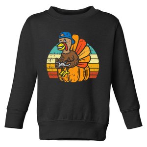 Gamer Turkey Pumpkin Retro Thanksgiving Video Games Toddler Sweatshirt