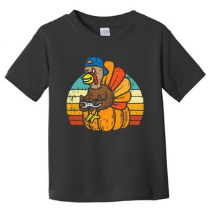 Gamer Turkey Pumpkin Retro Thanksgiving Video Games Toddler T-Shirt