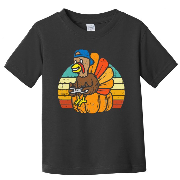 Gamer Turkey Pumpkin Retro Thanksgiving Video Games Toddler T-Shirt