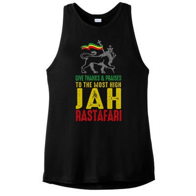 Give Thanks & Praises Rastafari Reggae Jah Rasta Clothing Ladies PosiCharge Tri-Blend Wicking Tank