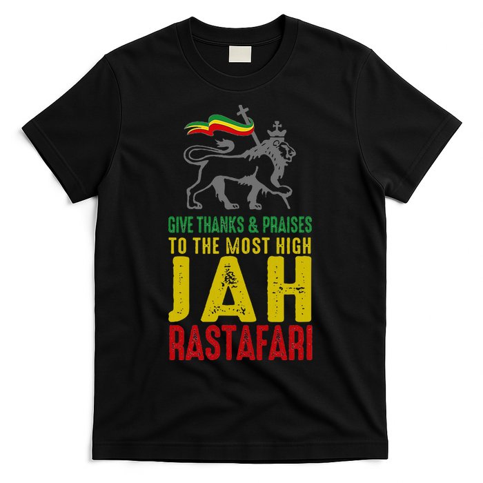 Give Thanks & Praises Rastafari Reggae Jah Rasta Clothing T-Shirt