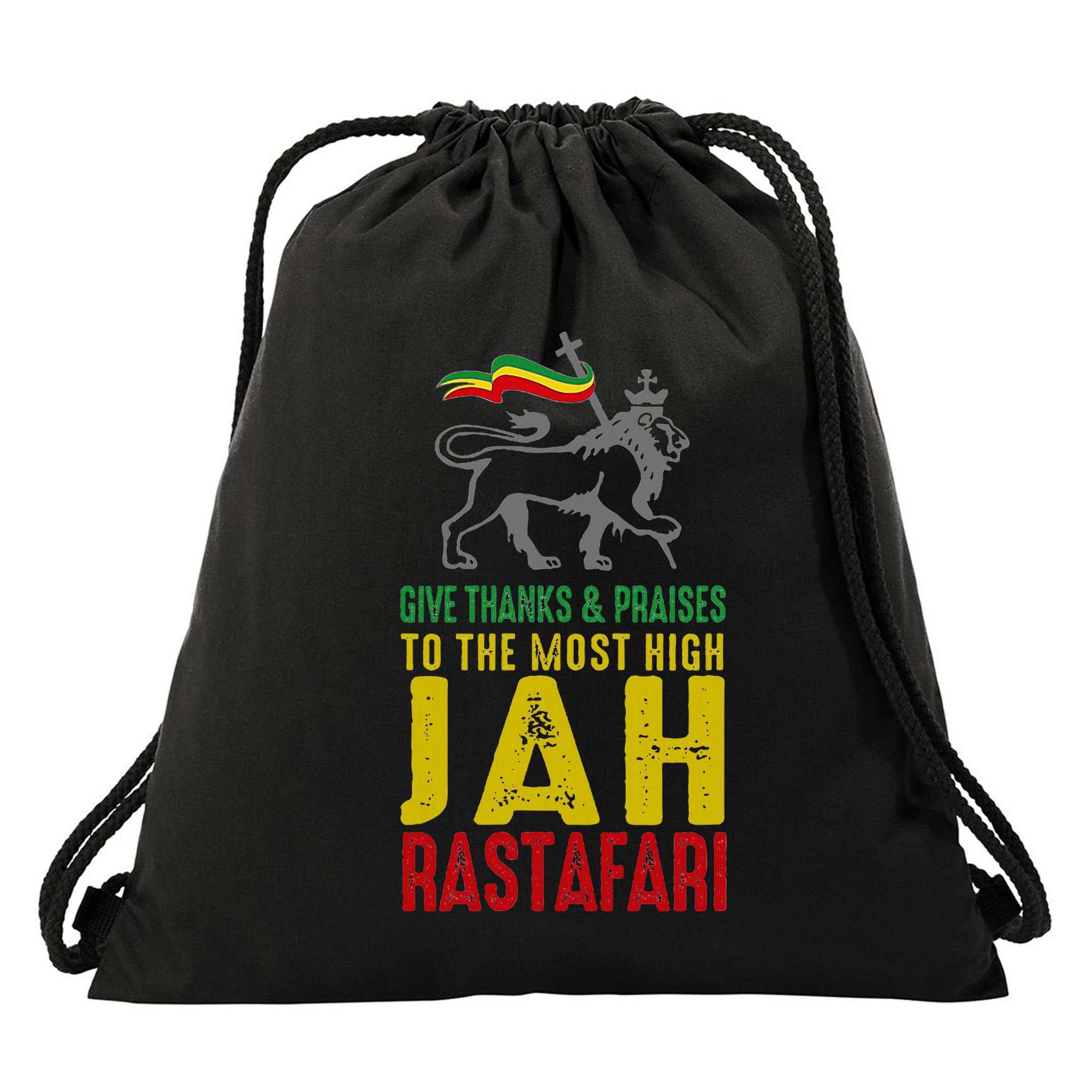 Give Thanks & Praises Rastafari Reggae Jah Rasta Clothing Drawstring Bag
