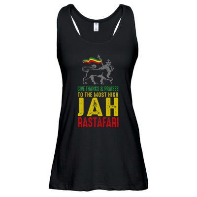 Give Thanks & Praises Rastafari Reggae Jah Rasta Clothing Ladies Essential Flowy Tank