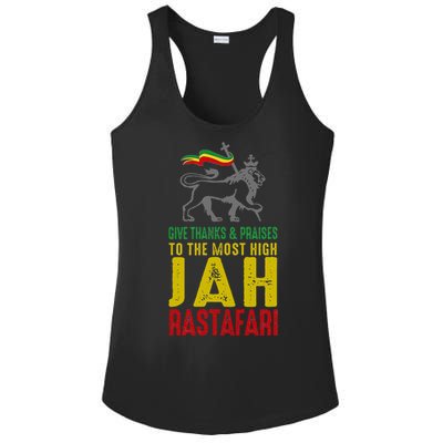 Give Thanks & Praises Rastafari Reggae Jah Rasta Clothing Ladies PosiCharge Competitor Racerback Tank