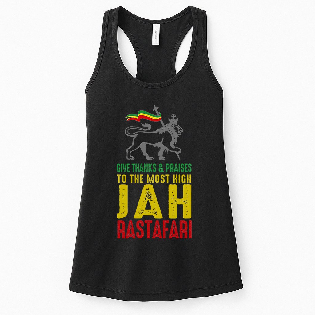 Give Thanks & Praises Rastafari Reggae Jah Rasta Clothing Womens Tank Top