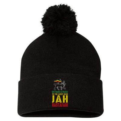 Give Thanks & Praises Rastafari Reggae Jah Rasta Clothing Pom Pom 12in Knit Beanie