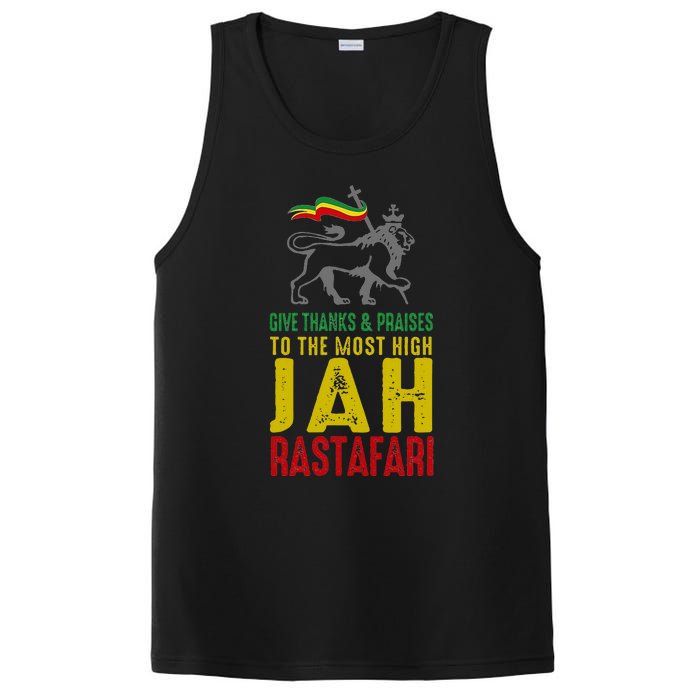 Give Thanks & Praises Rastafari Reggae Jah Rasta Clothing PosiCharge Competitor Tank