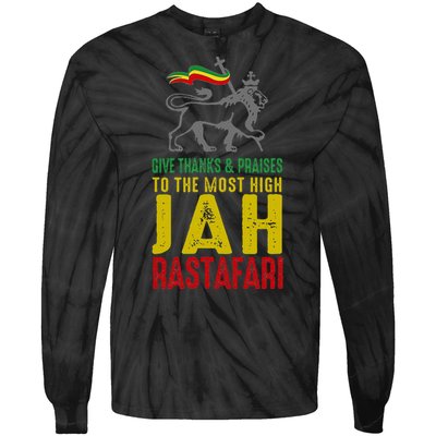 Give Thanks & Praises Rastafari Reggae Jah Rasta Clothing Tie-Dye Long Sleeve Shirt