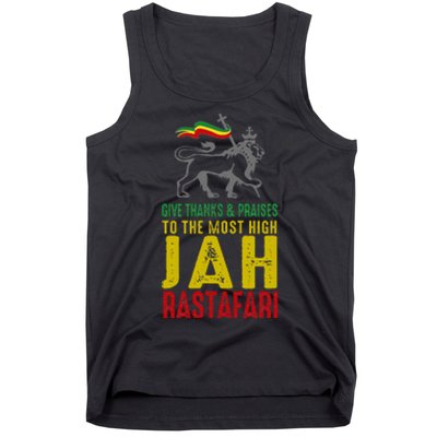 Give Thanks & Praises Rastafari Reggae Jah Rasta Clothing Tank Top