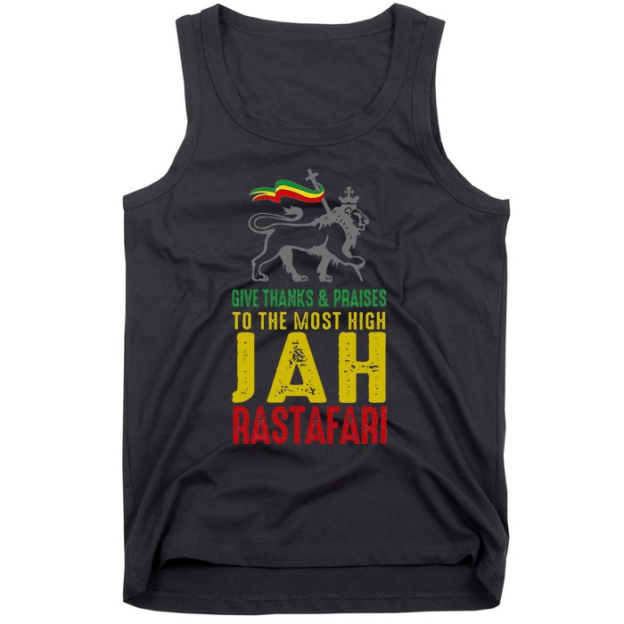 Give Thanks & Praises Rastafari Reggae Jah Rasta Clothing Tank Top