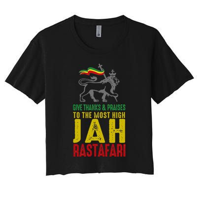 Give Thanks & Praises Rastafari Reggae Jah Rasta Clothing Women's Crop Top Tee