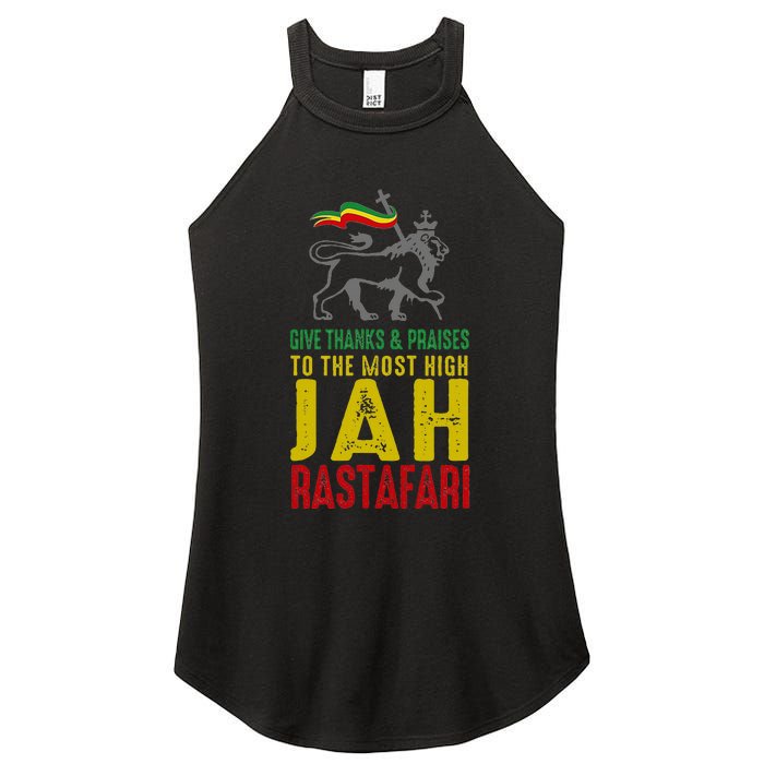 Give Thanks & Praises Rastafari Reggae Jah Rasta Clothing Women's Perfect Tri Rocker Tank