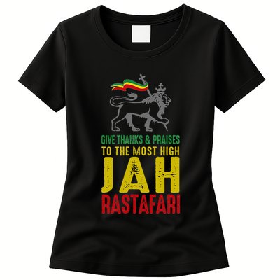Give Thanks & Praises Rastafari Reggae Jah Rasta Clothing Womens T-Shirt