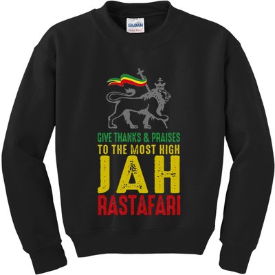 Give Thanks & Praises Rastafari Reggae Jah Rasta Clothing Kids Sweatshirt