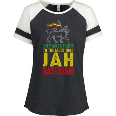 Give Thanks & Praises Rastafari Reggae Jah Rasta Clothing Enza Ladies Jersey Colorblock Tee