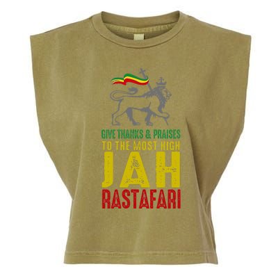 Give Thanks & Praises Rastafari Reggae Jah Rasta Clothing Garment-Dyed Women's Muscle Tee