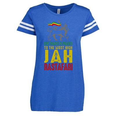 Give Thanks & Praises Rastafari Reggae Jah Rasta Clothing Enza Ladies Jersey Football T-Shirt