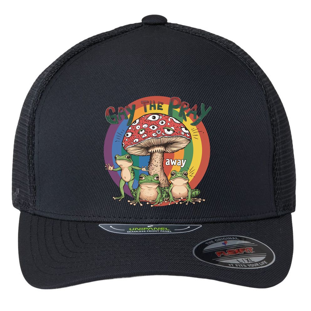 Gay The Pray Away Lgbt Frog Flexfit Unipanel Trucker Cap