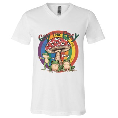 Gay The Pray Away Lgbt Frog V-Neck T-Shirt