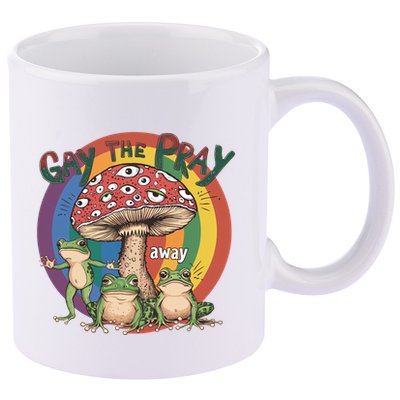 Gay The Pray Away Lgbt Frog 11oz C Handle Ceramic Mug