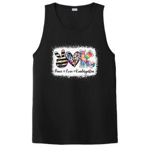 Grade Teacher Peace Love Kindergarten Team Kinder Bleached PosiCharge Competitor Tank