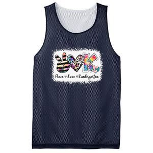 Grade Teacher Peace Love Kindergarten Team Kinder Bleached Mesh Reversible Basketball Jersey Tank