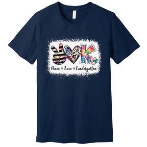 Grade Teacher Peace Love Kindergarten Team Kinder Bleached Premium T-Shirt