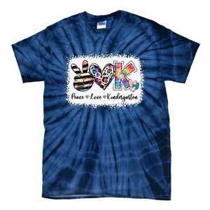 Grade Teacher Peace Love Kindergarten Team Kinder Bleached Tie-Dye T-Shirt