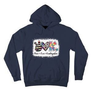 Grade Teacher Peace Love Kindergarten Team Kinder Bleached Tall Hoodie