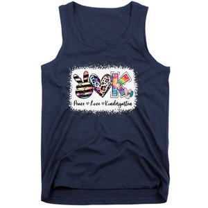 Grade Teacher Peace Love Kindergarten Team Kinder Bleached Tank Top