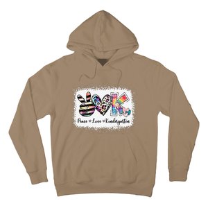 Grade Teacher Peace Love Kindergarten Team Kinder Bleached Hoodie