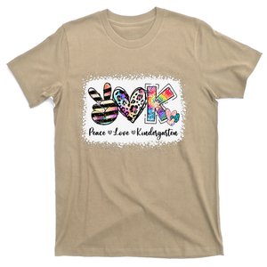 Grade Teacher Peace Love Kindergarten Team Kinder Bleached T-Shirt