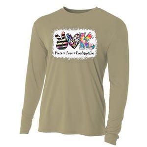 Grade Teacher Peace Love Kindergarten Team Kinder Bleached Cooling Performance Long Sleeve Crew