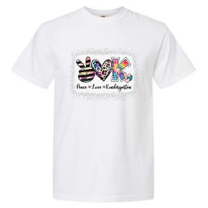 Grade Teacher Peace Love Kindergarten Team Kinder Bleached Garment-Dyed Heavyweight T-Shirt