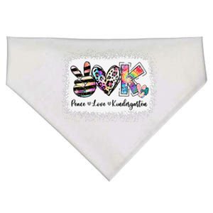 Grade Teacher Peace Love Kindergarten Team Kinder Bleached USA-Made Doggie Bandana