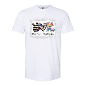 Grade Teacher Peace Love Kindergarten Team Kinder Bleached Softstyle CVC T-Shirt