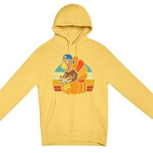 Gamer Turkey Pumpkin Retro Thanksgiving Video Games Funny Premium Pullover Hoodie