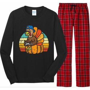 Gamer Turkey Pumpkin Retro Thanksgiving Video Games Funny Long Sleeve Pajama Set