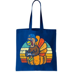 Gamer Turkey Pumpkin Retro Thanksgiving Video Games Funny Tote Bag