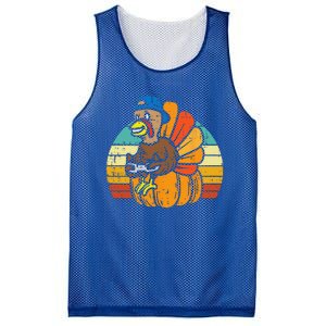 Gamer Turkey Pumpkin Retro Thanksgiving Video Games Funny Mesh Reversible Basketball Jersey Tank