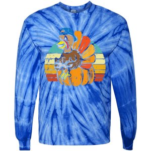 Gamer Turkey Pumpkin Retro Thanksgiving Video Games Funny Tie-Dye Long Sleeve Shirt