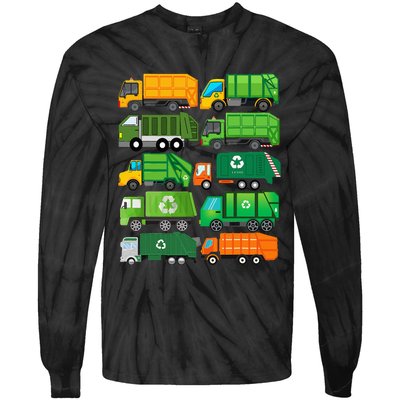 Garbage Truck Recycling Day Trash Waste Separation Birthday Tie-Dye Long Sleeve Shirt