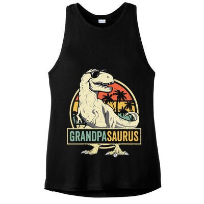 Grandpasaurus T Rex Dinosaur Grandpa Saurus Family Matching Ladies PosiCharge Tri-Blend Wicking Tank