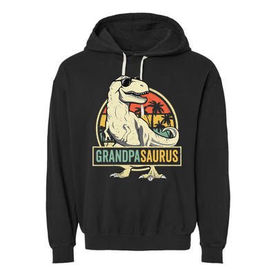 Grandpasaurus T Rex Dinosaur Grandpa Saurus Family Matching Garment-Dyed Fleece Hoodie