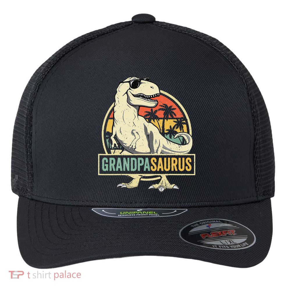 Grandpasaurus T Rex Dinosaur Grandpa Saurus Family Matching Flexfit Unipanel Trucker Cap
