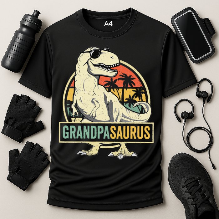 Grandpasaurus T Rex Dinosaur Grandpa Saurus Family Matching Cooling Performance Crew T-Shirt