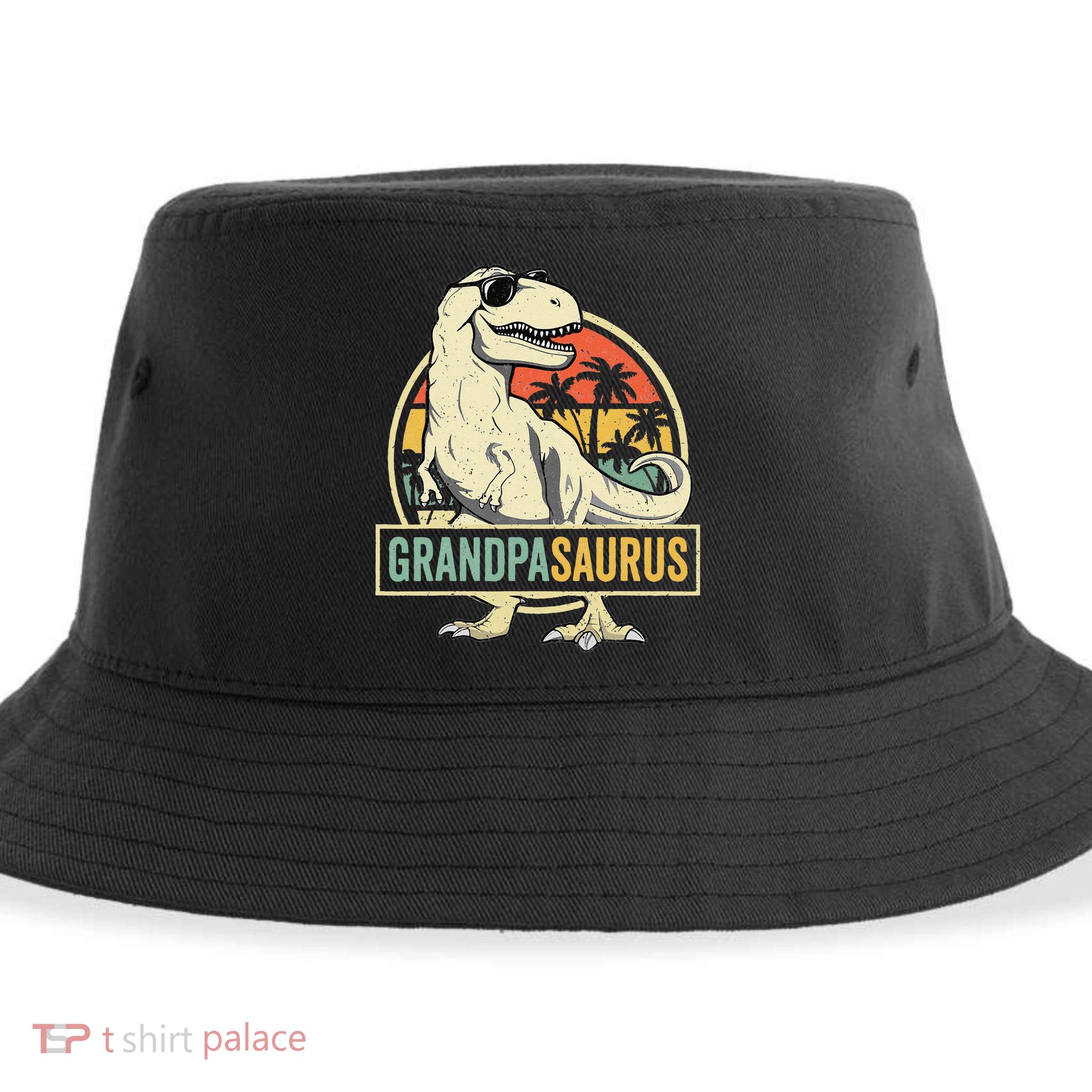 Grandpasaurus T Rex Dinosaur Grandpa Saurus Family Matching Sustainable Bucket Hat