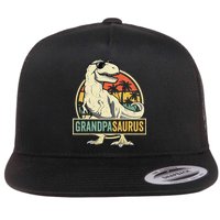 Grandpasaurus T Rex Dinosaur Grandpa Saurus Family Matching Flat Bill Trucker Hat