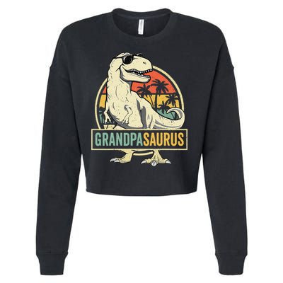 Grandpasaurus T Rex Dinosaur Grandpa Saurus Family Matching Cropped Pullover Crew